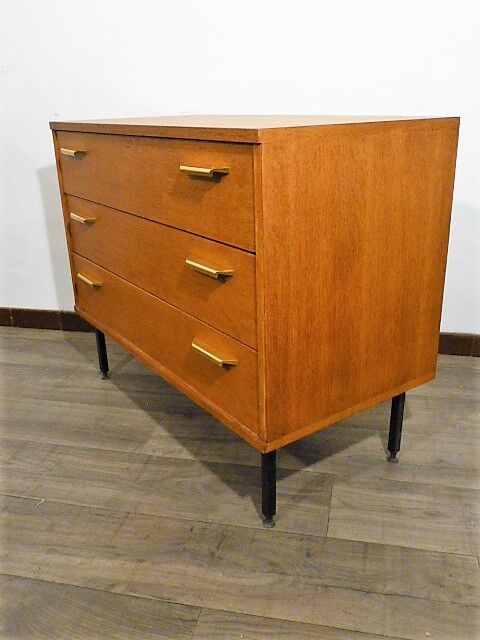 Commode trois tiroirs moderniste vintage 1960