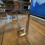 Belgo chrome coffee table hollywood regency style, chrome steel & glass, ca 1970