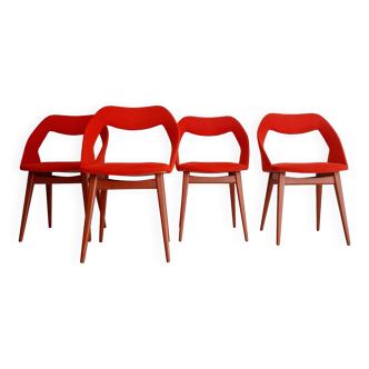 4 Louis Paolozzi red chairs