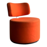Fauteuil pivotant SITS Mokka en tissu orange — design arrondi rétro scandinave moderne