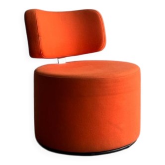 SITS Mokka swivel armchair in orange fabric — Scandinavian modern retro rounded design