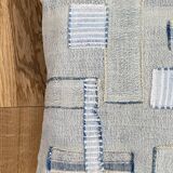 Old canvas cushion woven kilim style, patched