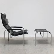 Reclining 'HE1106' lounge chair with ottoman by Hans Eichenberger for Strässle, 1978