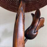 Floral carved wood lamp from the 60s
