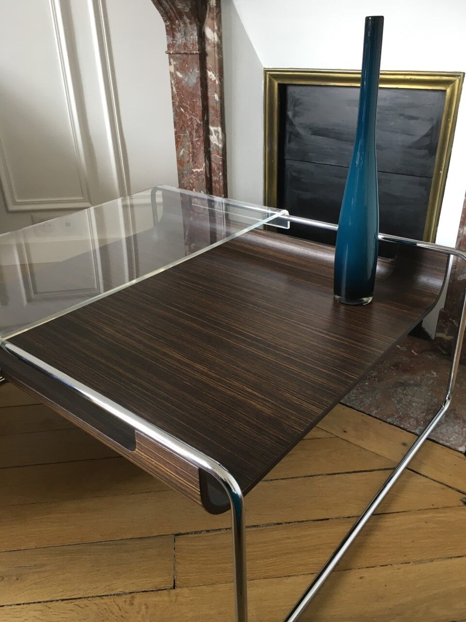 Walnut-effect coffee table Roche-Bobois