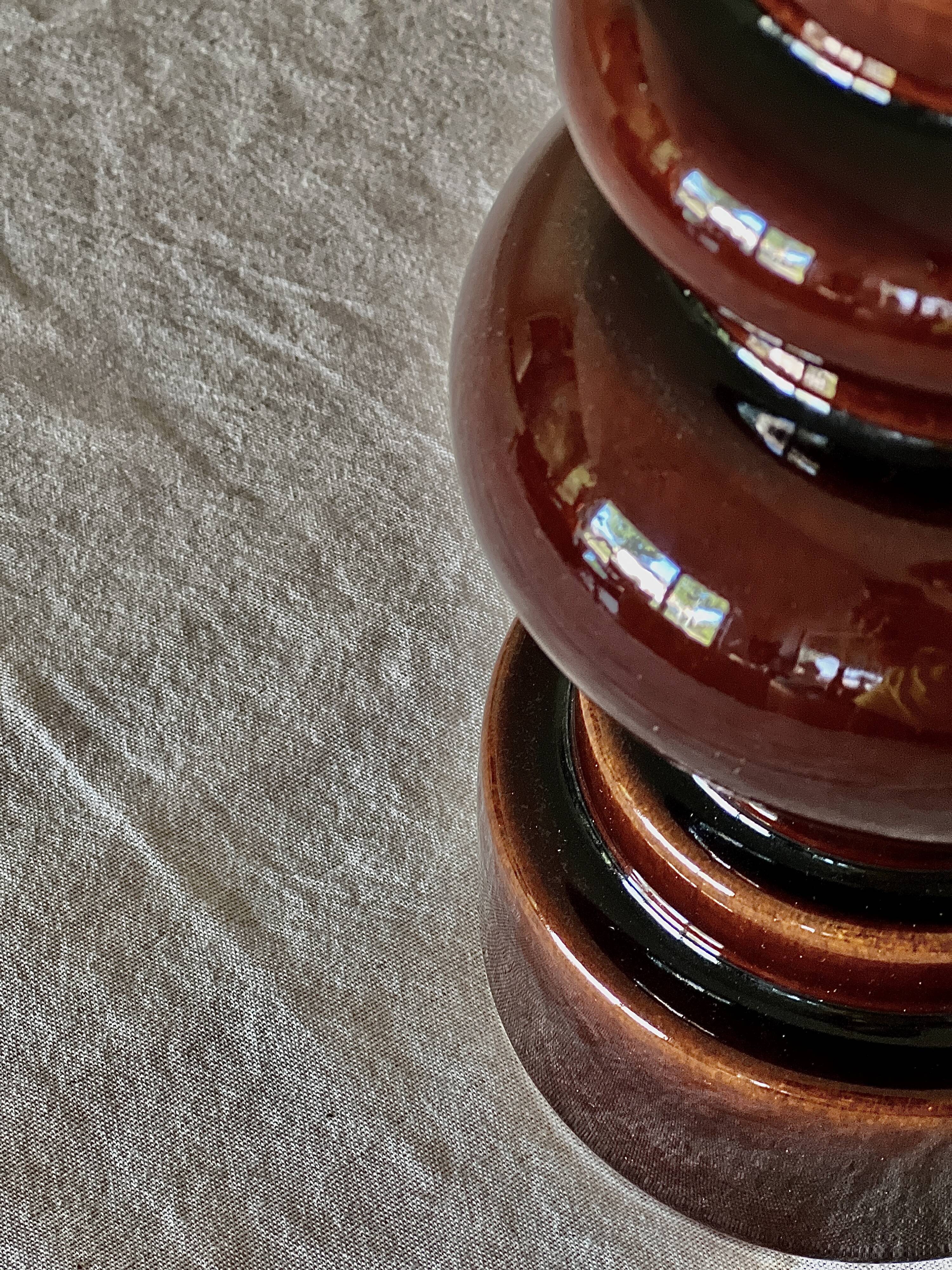 Vintage large 70's Steuler Ceramic Germany 288/25 Cari Zalloni Design Candle Holder dark brown