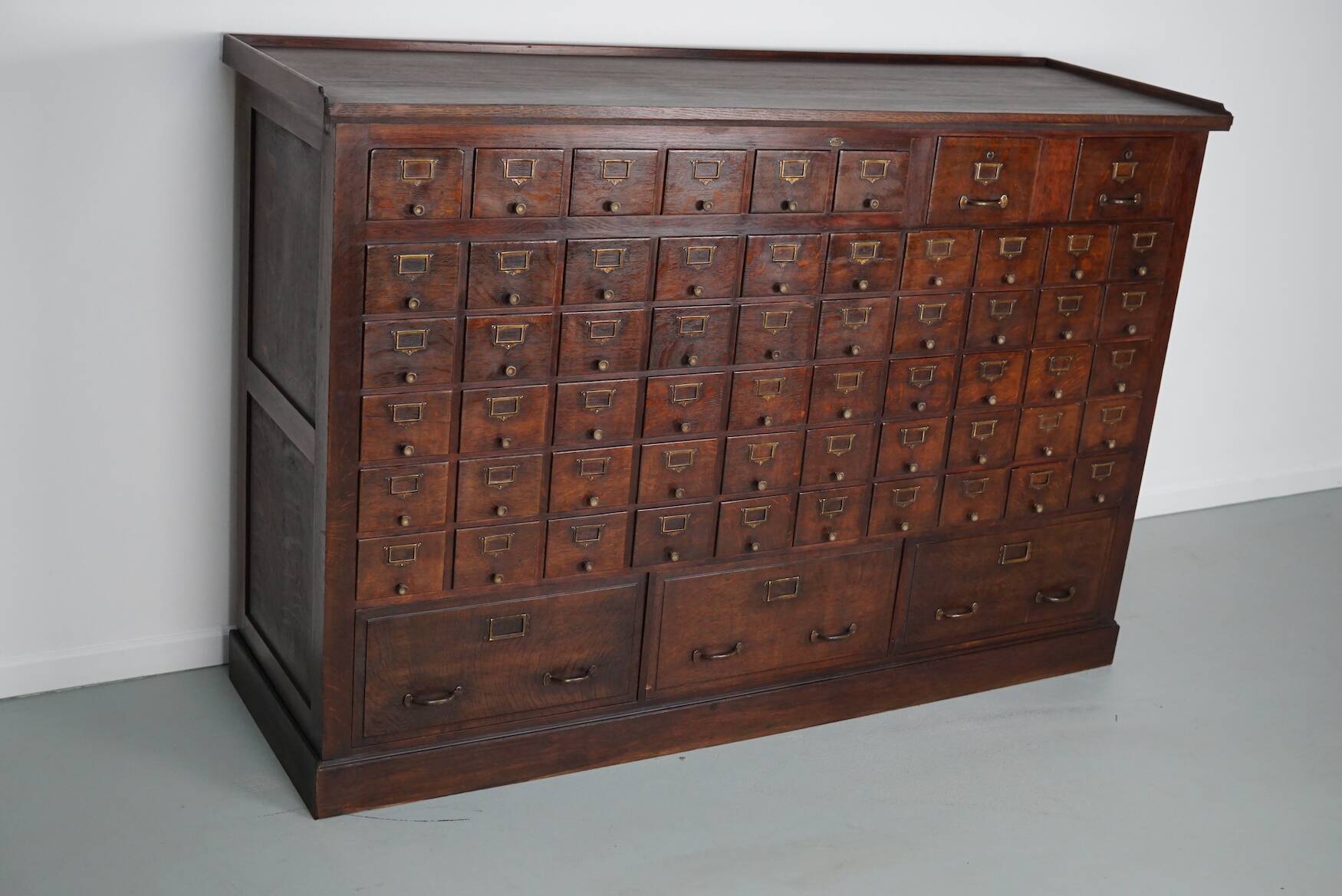 Large French oak notary apothecary cabinet / filing cabinet, 1920/30s