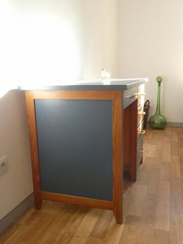 Bureau années 50 bleu nuit et sa chaise assortie