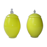 vintage yellow opaline covered jars