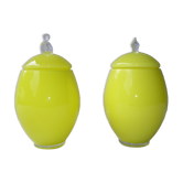 vintage yellow opaline covered jars