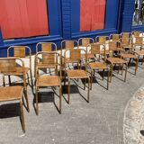 Set of sixteen industrial metal chairs from the 1960s