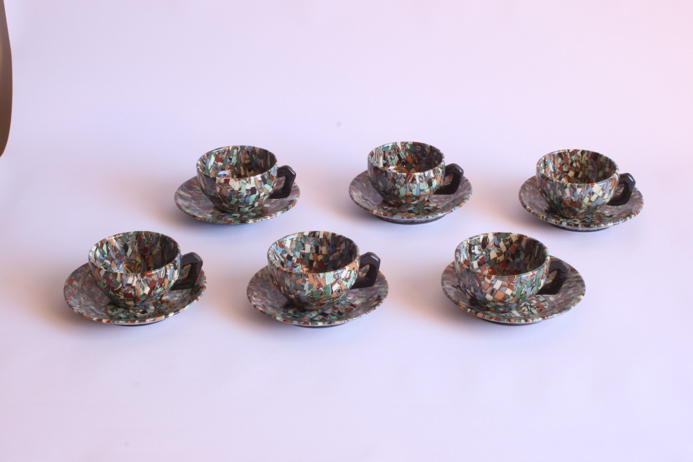 Neriage mosaic tea set by Jean Gerbino, Vallauris.