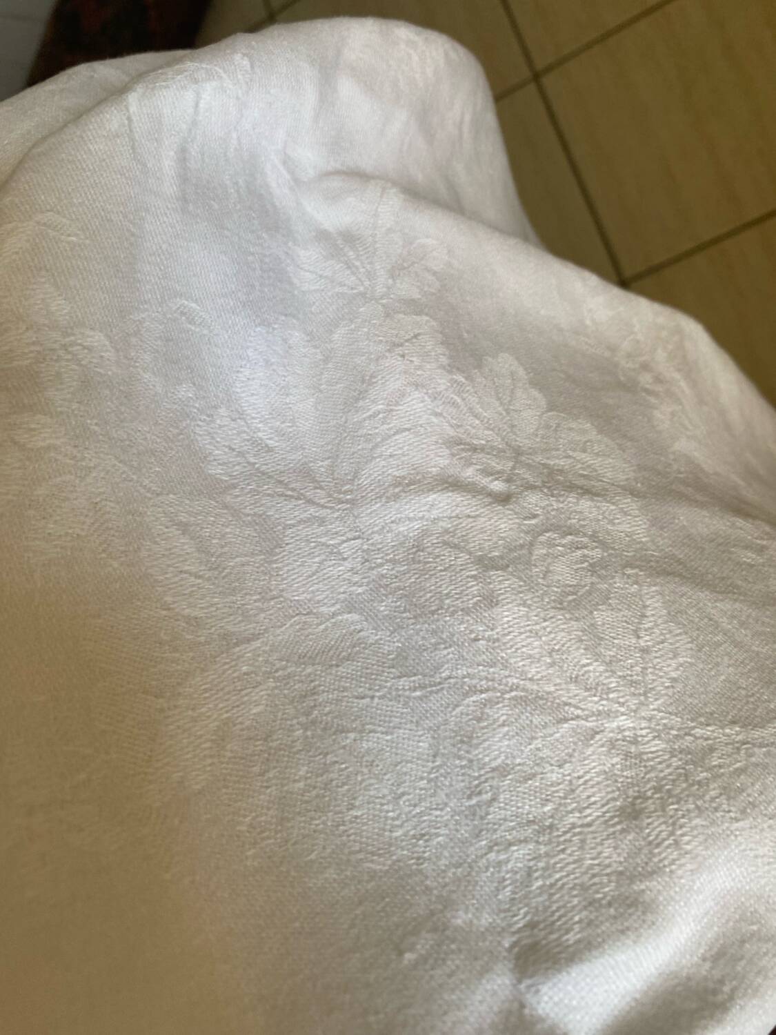 White cotton damask tablecloth, 1950s