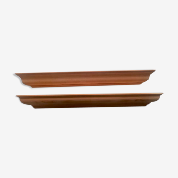 Pair of raw wood molding shelves