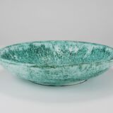 Eva Ruffoni Grand Bol Art Fruitier en Céramique Turquoise, 15 pouces de diamètre, Italie, années 1980