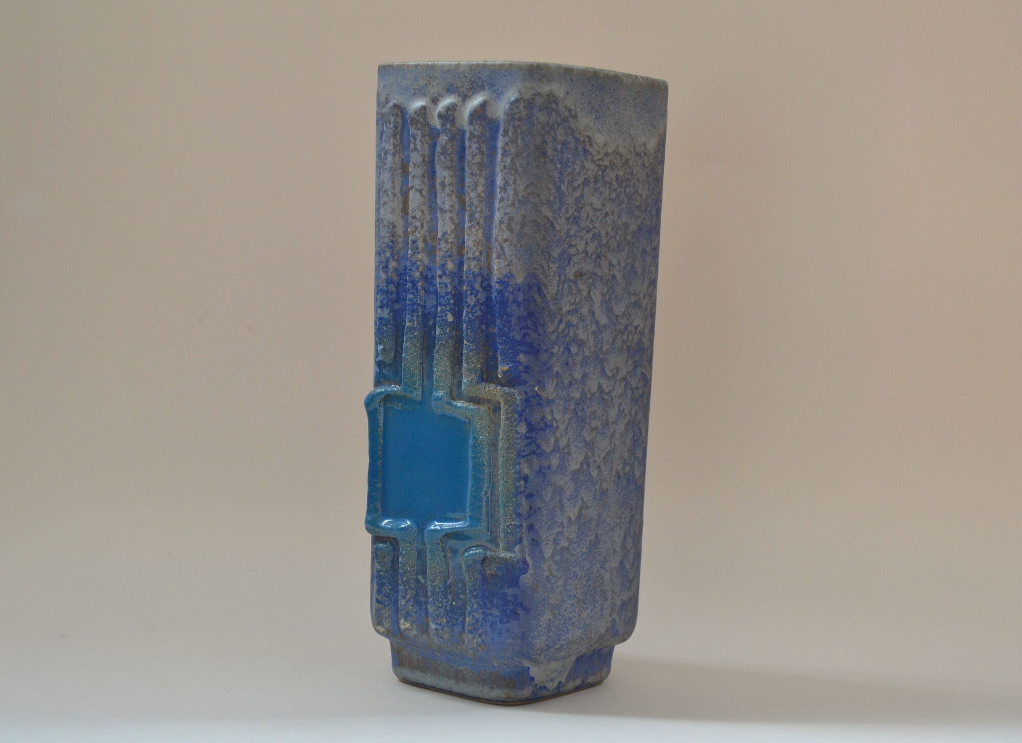 Vase fat lava blue - Strehla Keramik, made in West Germany 1970