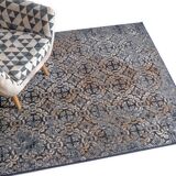 Gold blue wool rug