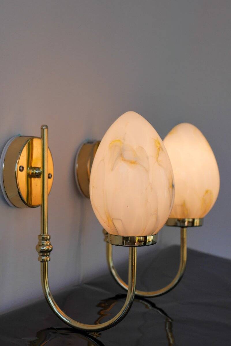 Vintage Scandinavian wall lights, 1980s, set of 2