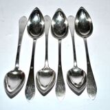 Set of 6 antique spoons in solid silver Minerva 19th century. Goldsmith KABEL 90gr