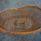 Pram/doll rattan crib, old 1950s toy