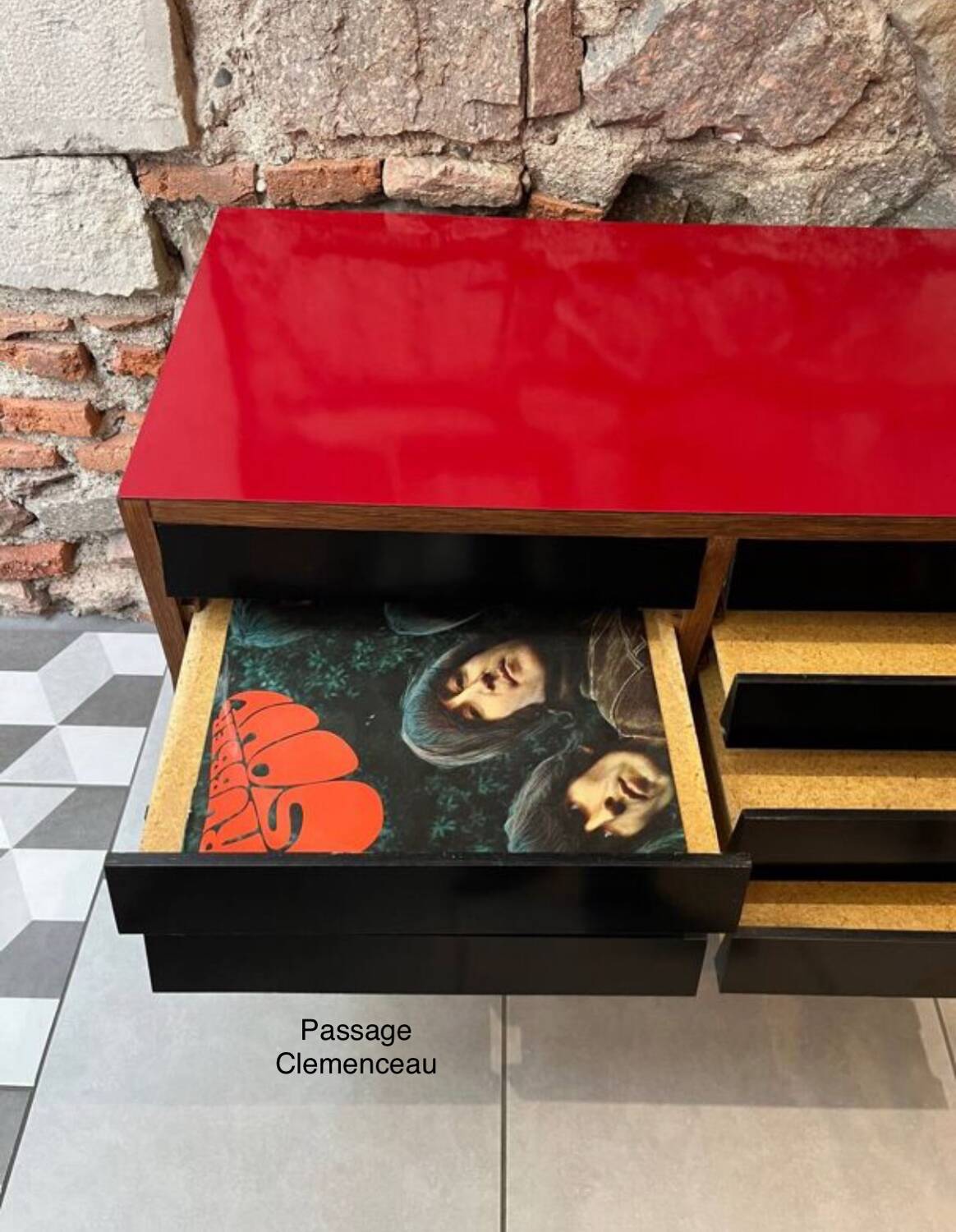 Vinyl storage furniture Manufrance from the 1960s