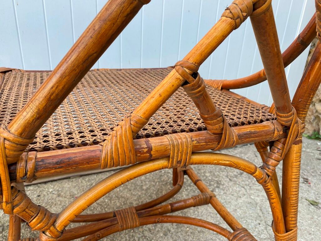 Pair of rattan chairs and vintage cannage from the 70s