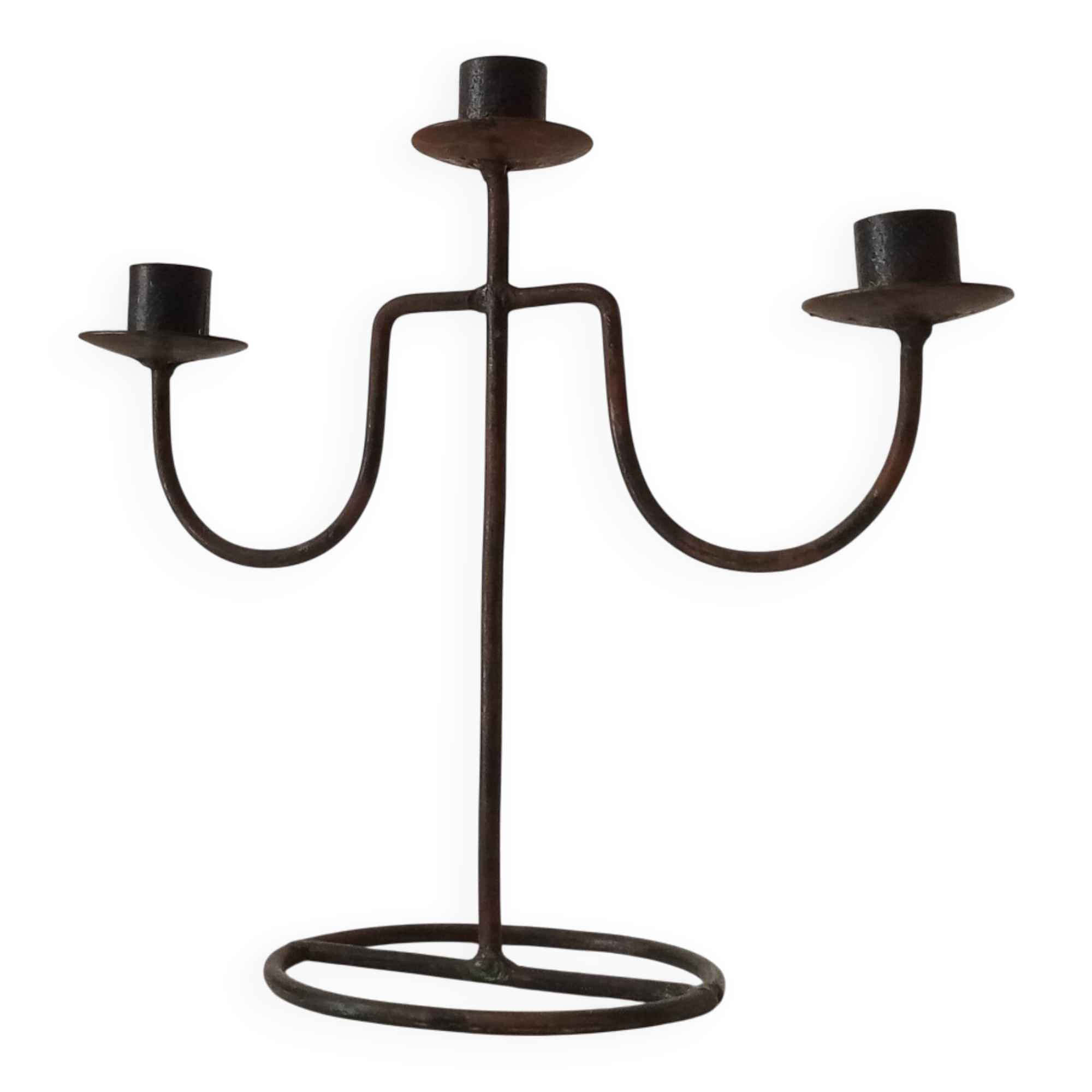 Vintage brutalist wrought iron chandelier