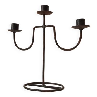 Vintage brutalist wrought iron chandelier