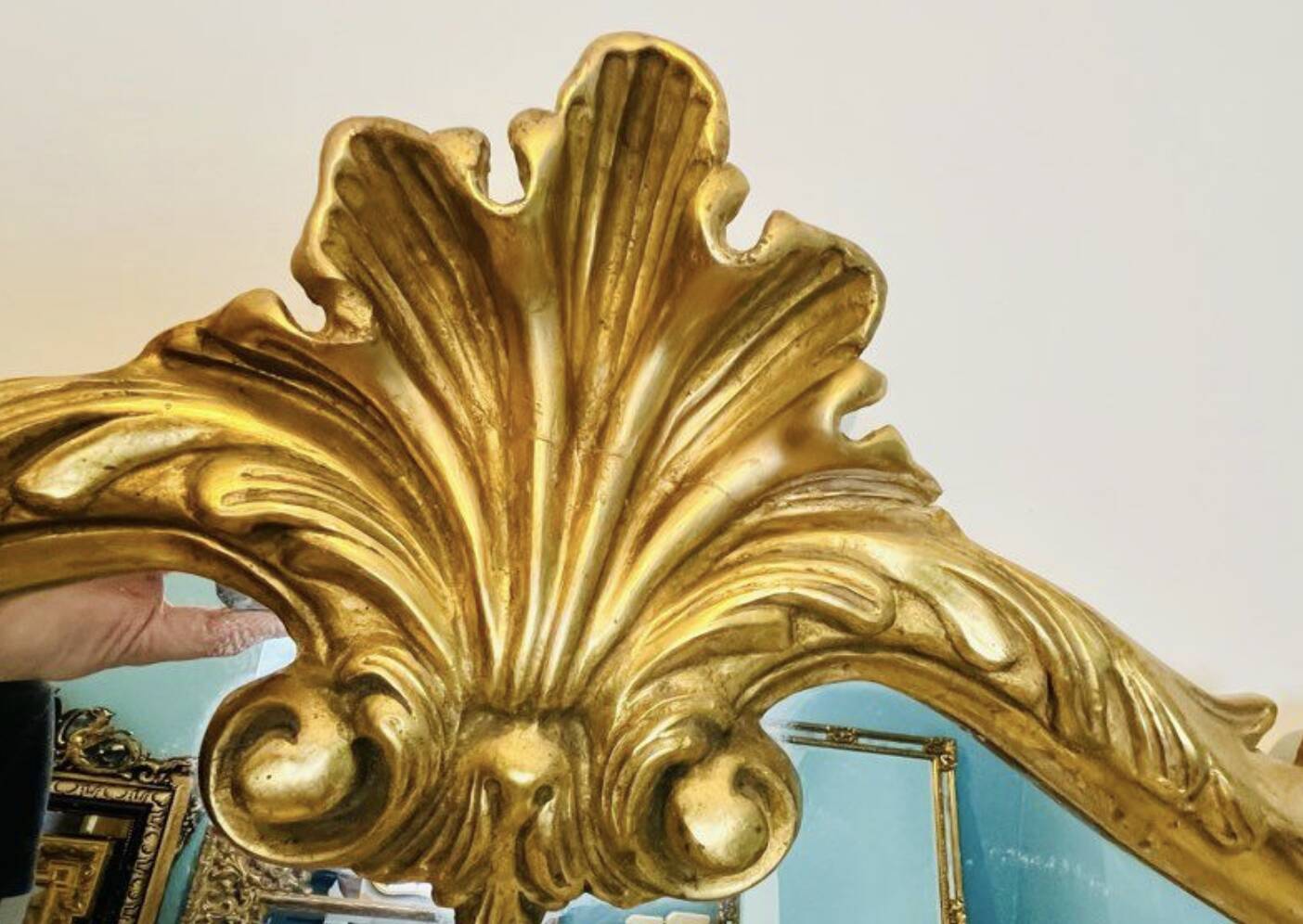 Vintage gold baroque mirror – 107 × 83 cm – authentic
