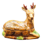 Terrine Zoomorphe Chevreuil en Barbotine – Michel Caugant (Circa 1970)