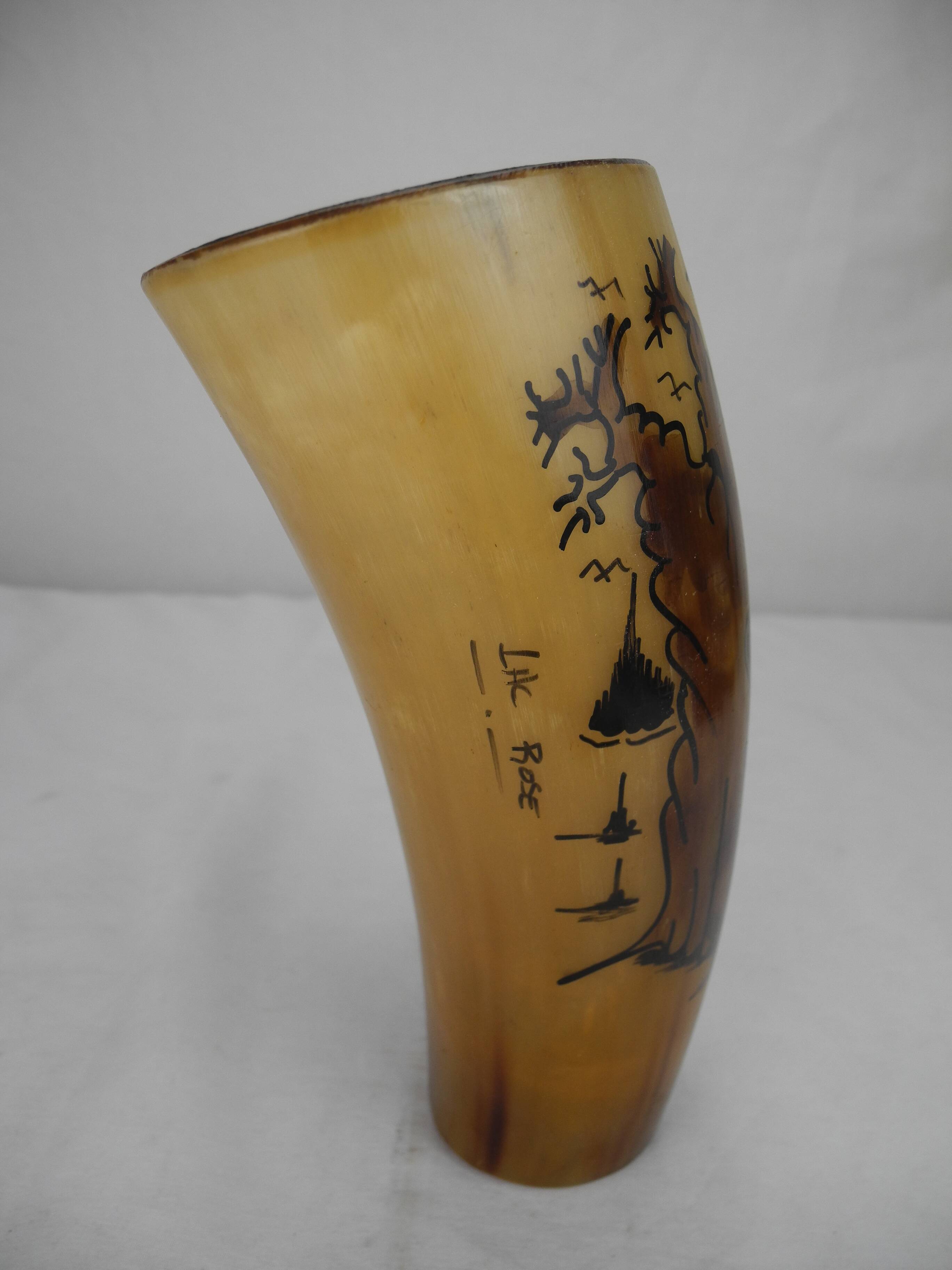 Old glass horn african art senegal lac rose vintage horn glass african art