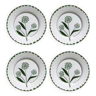 Set of 4 hand-painted ceramic dessert plates