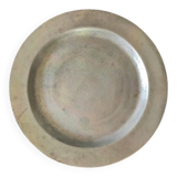Plateau rond vintage étain brossé D37cm