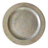 Vintage round brushed pewter tray D37cm
