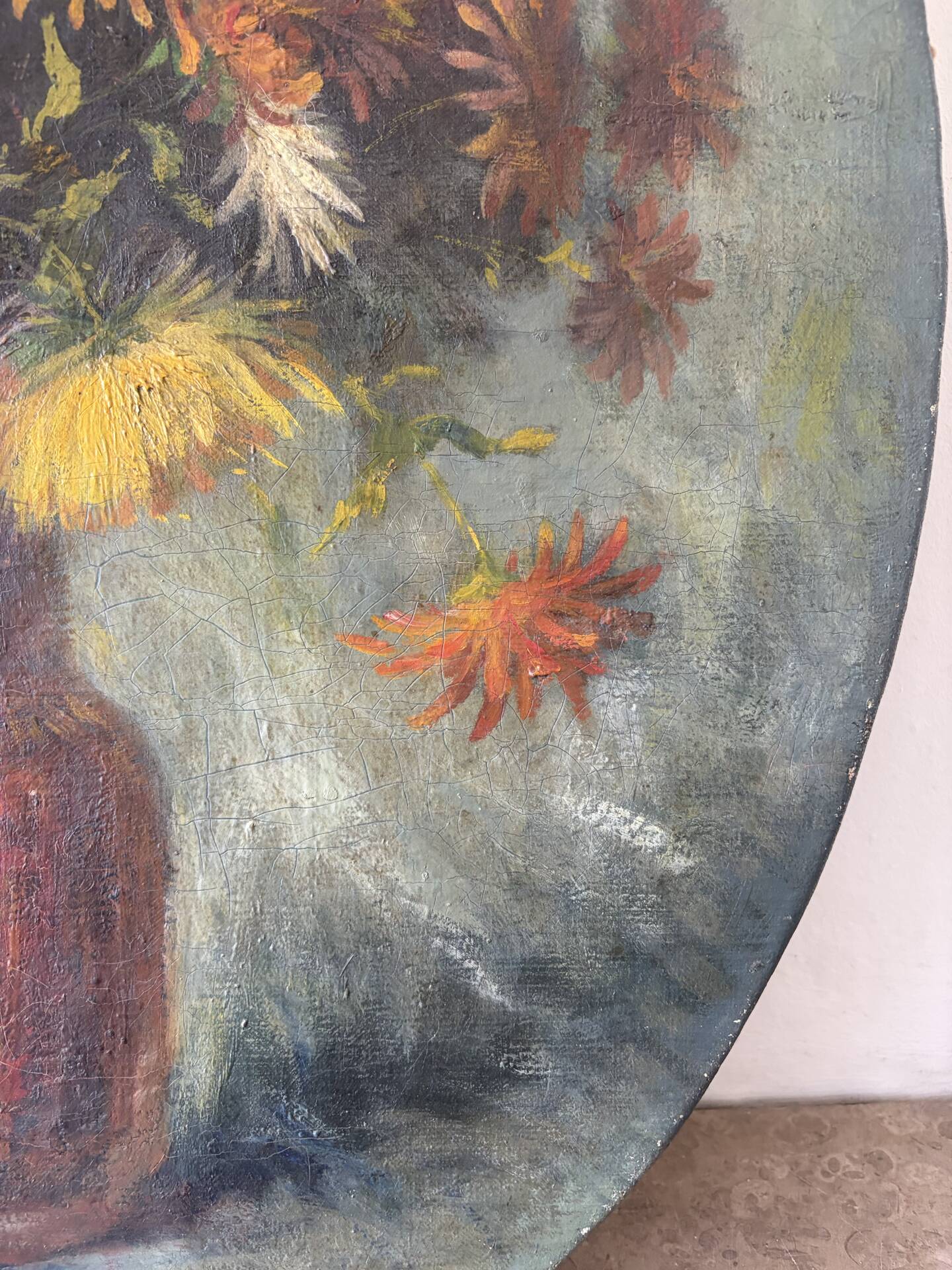 Oval bouquet, oil on canvas