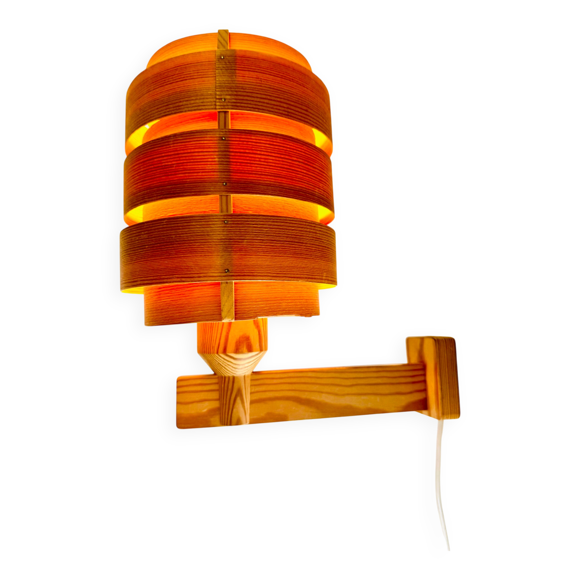 Mounted Pine Veneer Wall Lamp By Hans-Agne Jakobsson For Markaryd, Sweden 1960S