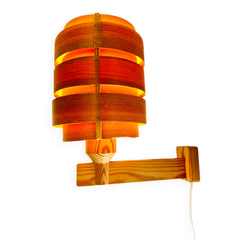 Mounted Pine Veneer Wall Lamp By Hans-Agne Jakobsson For Markaryd, Sweden 1960S