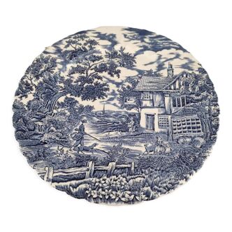 Round dish in blue english porcelain the hunter by myott
