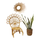 Vintage Peacock rattan armchair