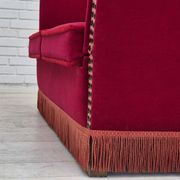 1970s, Danish drop arm "Spanish" sofa, original condition, cherry red furniture velour.