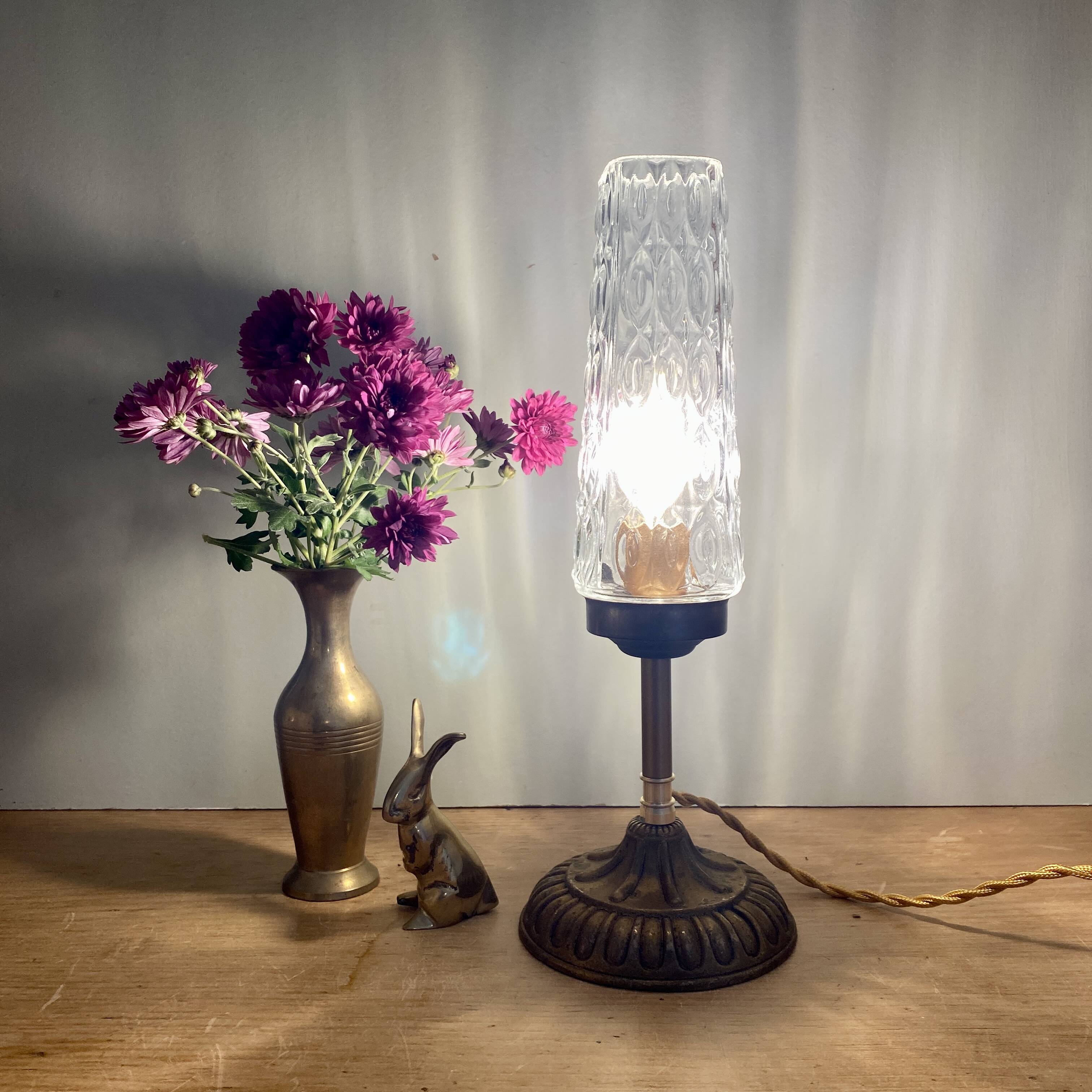 Vintage glass globe table lamp