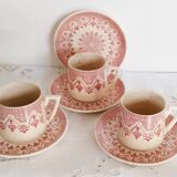Sarreguemines earthenware coffee cups, "Wagram" pattern with saucer