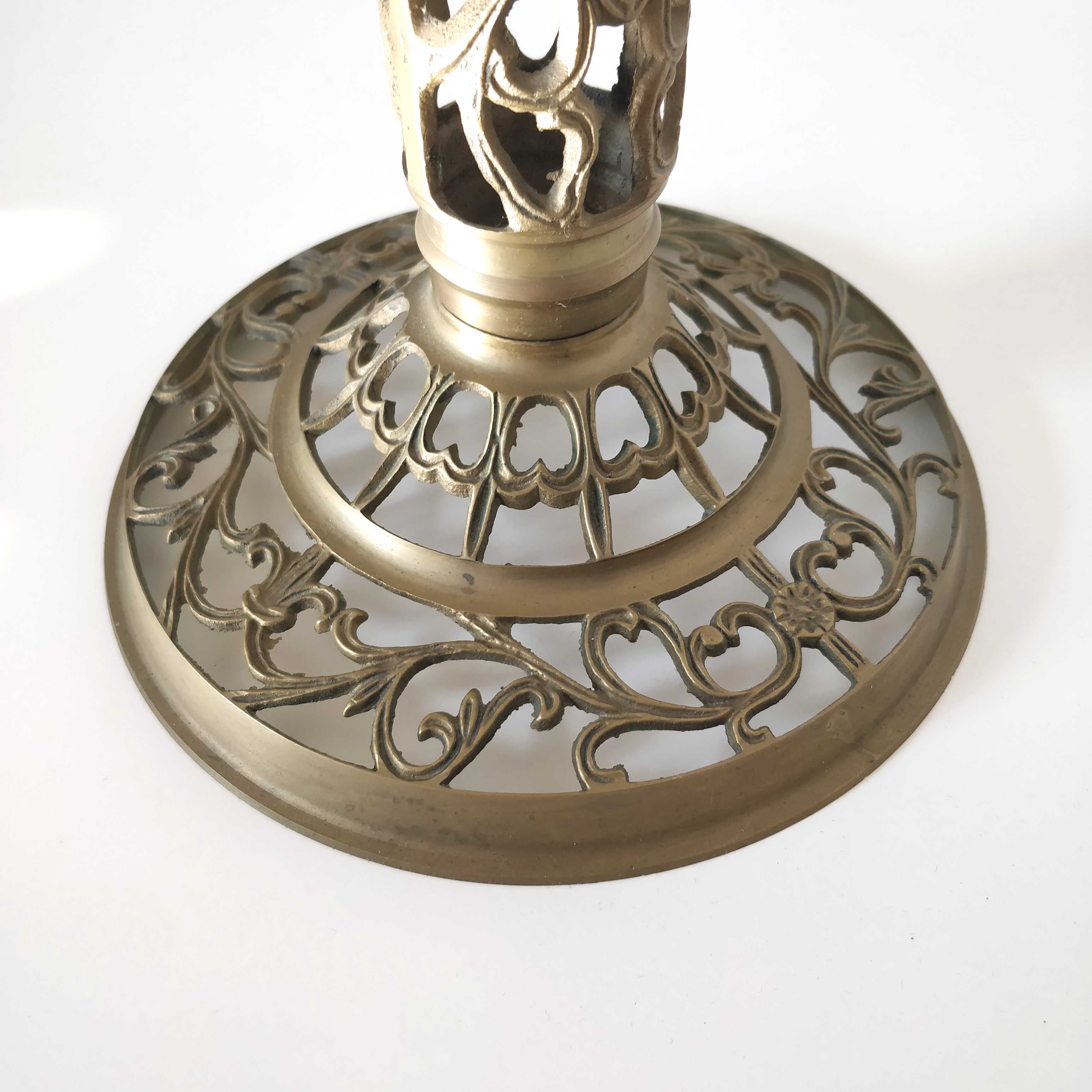 White marble ashtray on brass stand