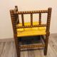 Vintage Art Deco corner chair in bobbin oak and straw, 1930s