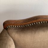 Fauteuil Art Deco en velours taupe 1920/30