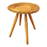 Rattan stool designed by J. Kalous, Úluv, Czechoslovakia, 1960s