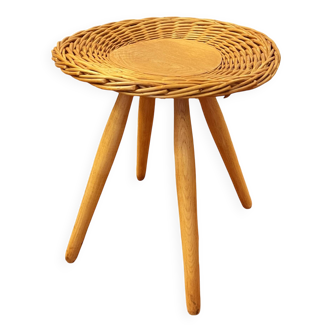 Rattan stool designed by J. Kalous, Úluv, Czechoslovakia, 1960s