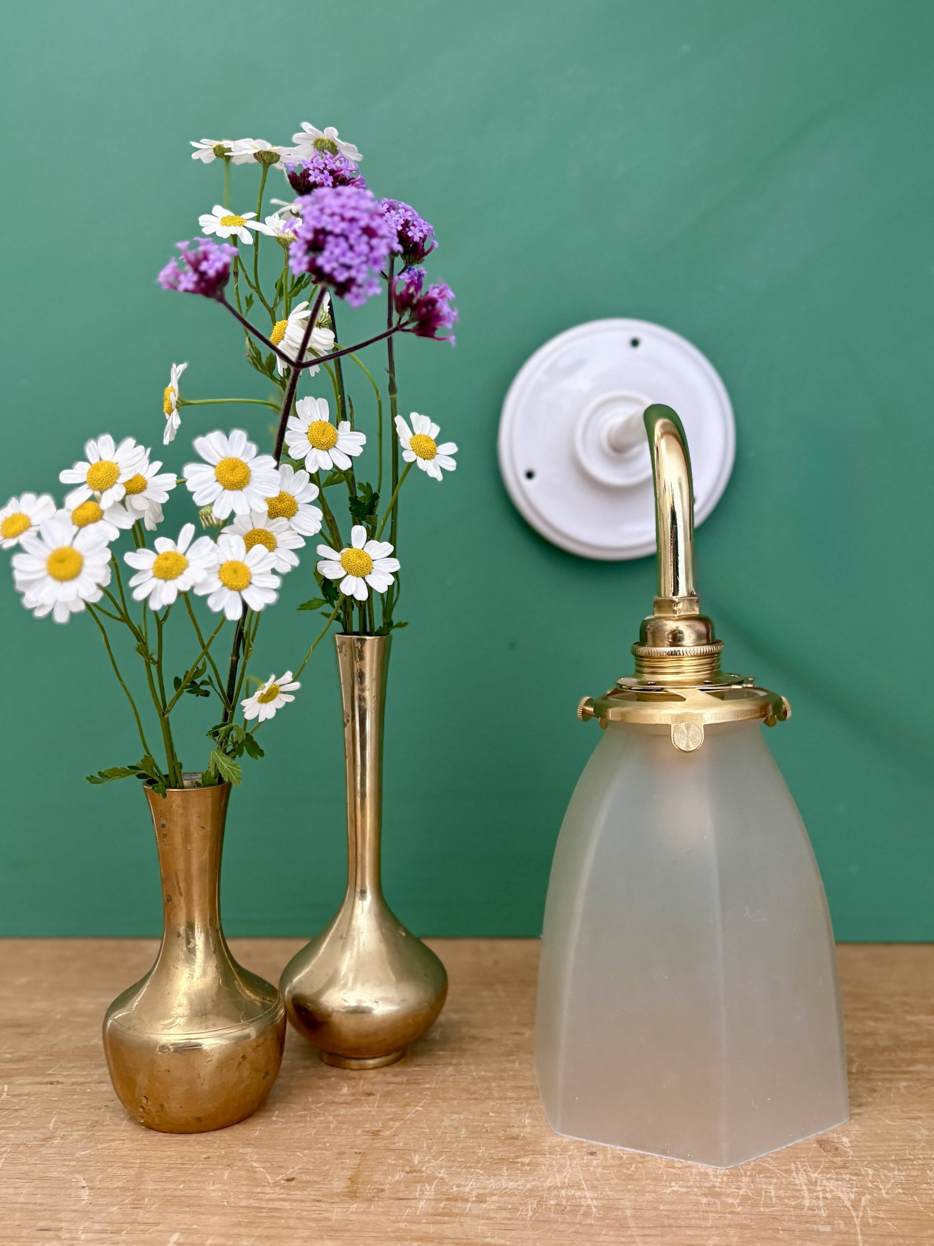 Vintage frosted glass tulip wall light
