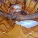 Art Deco Davidson "Cloud Glass" amber centrepiece bowl – vintage English flower holder