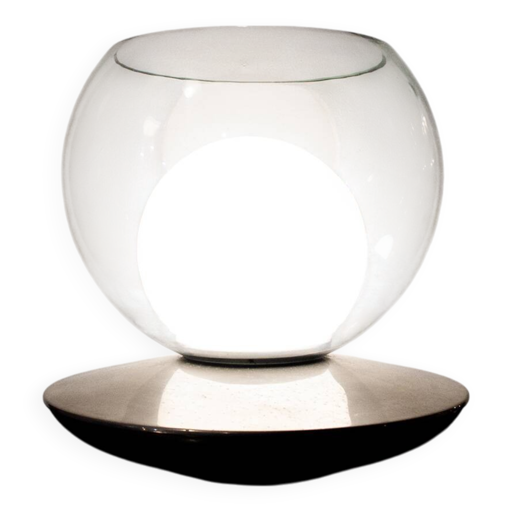 Glass & Chromed Metal Table Lamp, Italy, 1970s